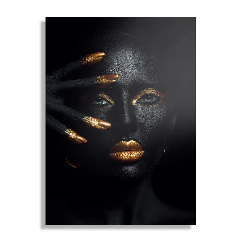 Schilderij Black Whoman With Gold Orange Rechthoek Verticaal Template DB 50 70 Verticaal Lifestyle 17 1