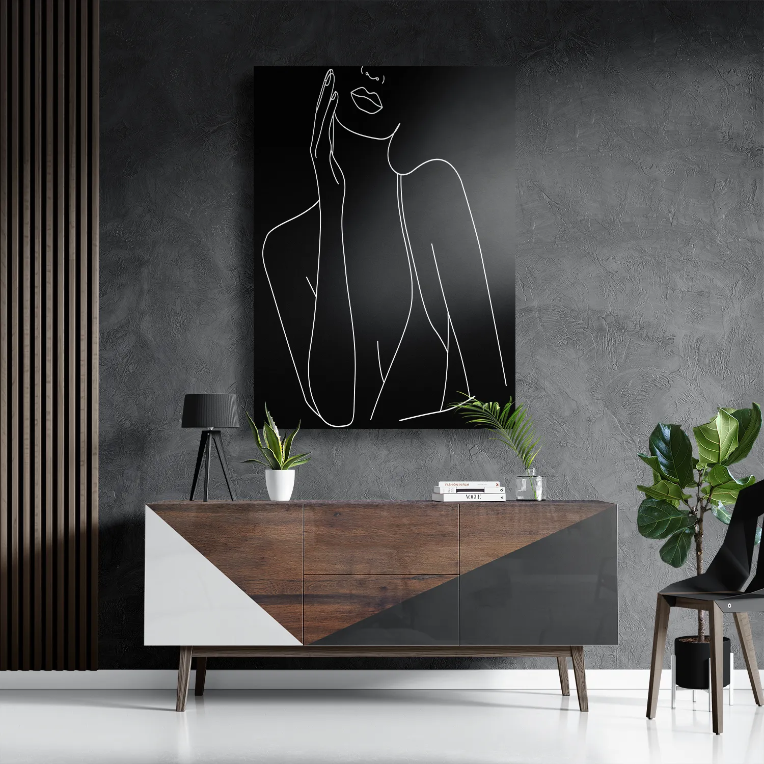 Schilderij Black and White Model 01 Rechthoek Verticaal Template DB 50 70 Verticaal Lifestyle 20 3