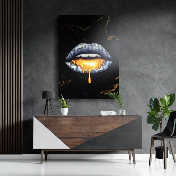 Schilderij Golden Money Lips Rechthoek Verticaal Template DB 50 70 Verticaal Lifestyle 5 3