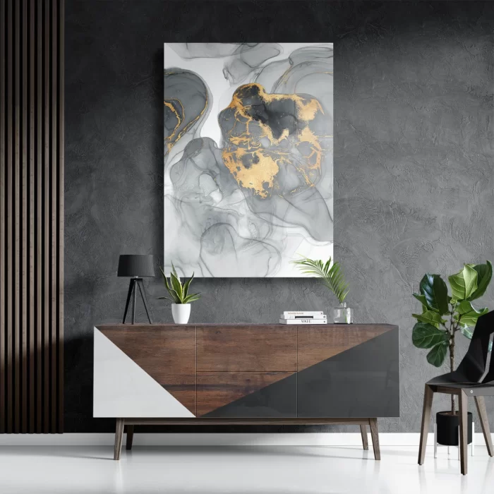 Schilderij Abstract Marmer Look Grijs met Goud 03 Rechthoek Verticaal Template DB 50 70 Verticaal Marmer 11 3