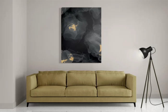 Schilderij Abstract Marmer Look Zwart met Goud 03 Rechthoek Verticaal Template DB 50 70 Verticaal Marmer 12 2