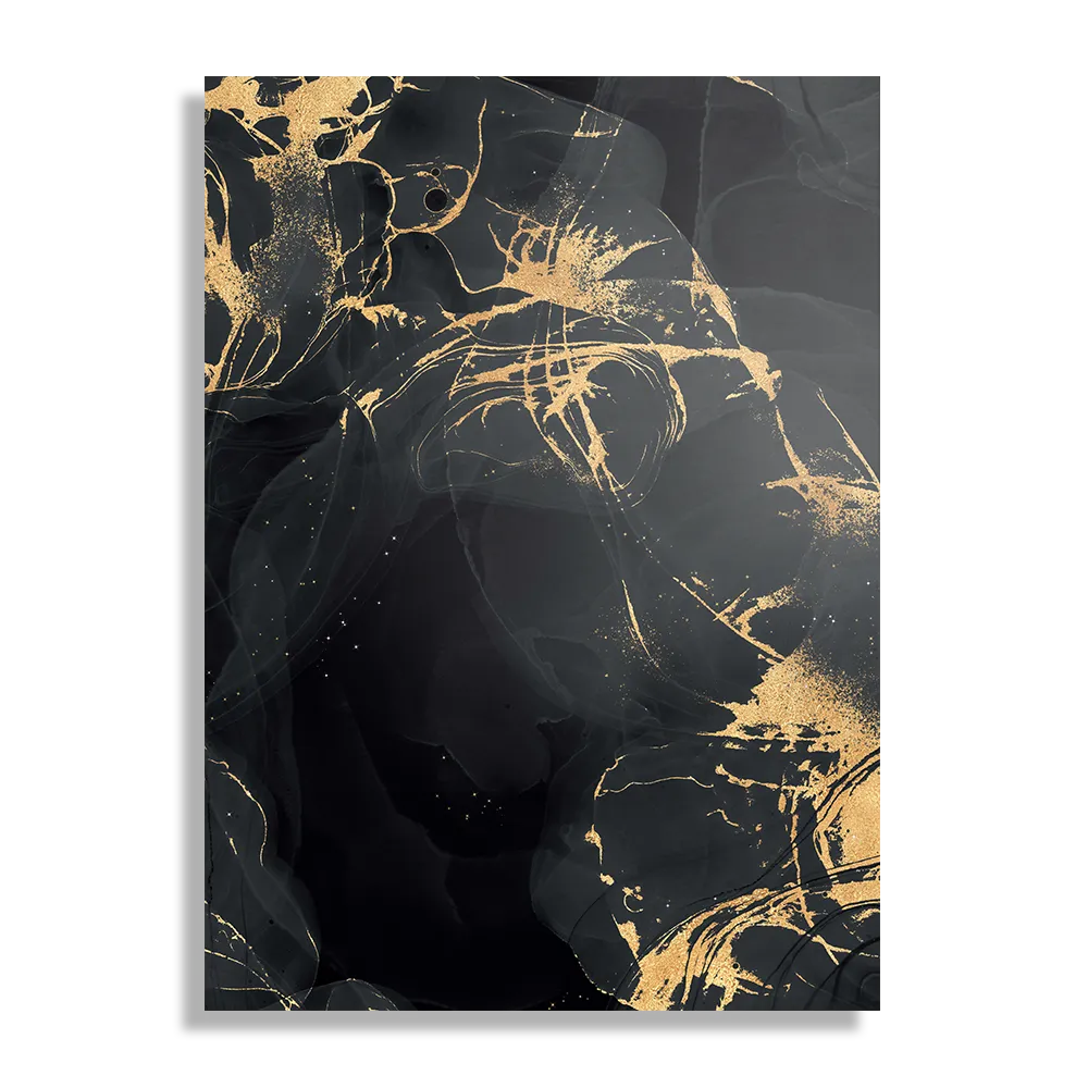 Schilderij Abstract Marmer Look Zwart met Goud 04 Rechthoek Verticaal Template DB 50 70 Verticaal Marmer 15 1