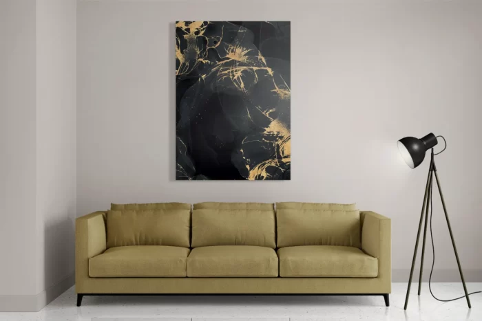 Schilderij Abstract Marmer Look Zwart met Goud 04 Rechthoek Verticaal Template DB 50 70 Verticaal Marmer 15 2