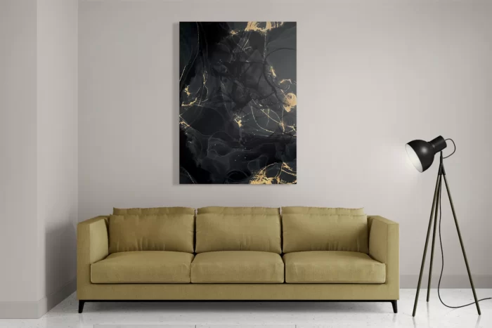 Schilderij Abstract Marmer Look Zwart met Goud 05 Rechthoek Verticaal Template DB 50 70 Verticaal Marmer 16 2