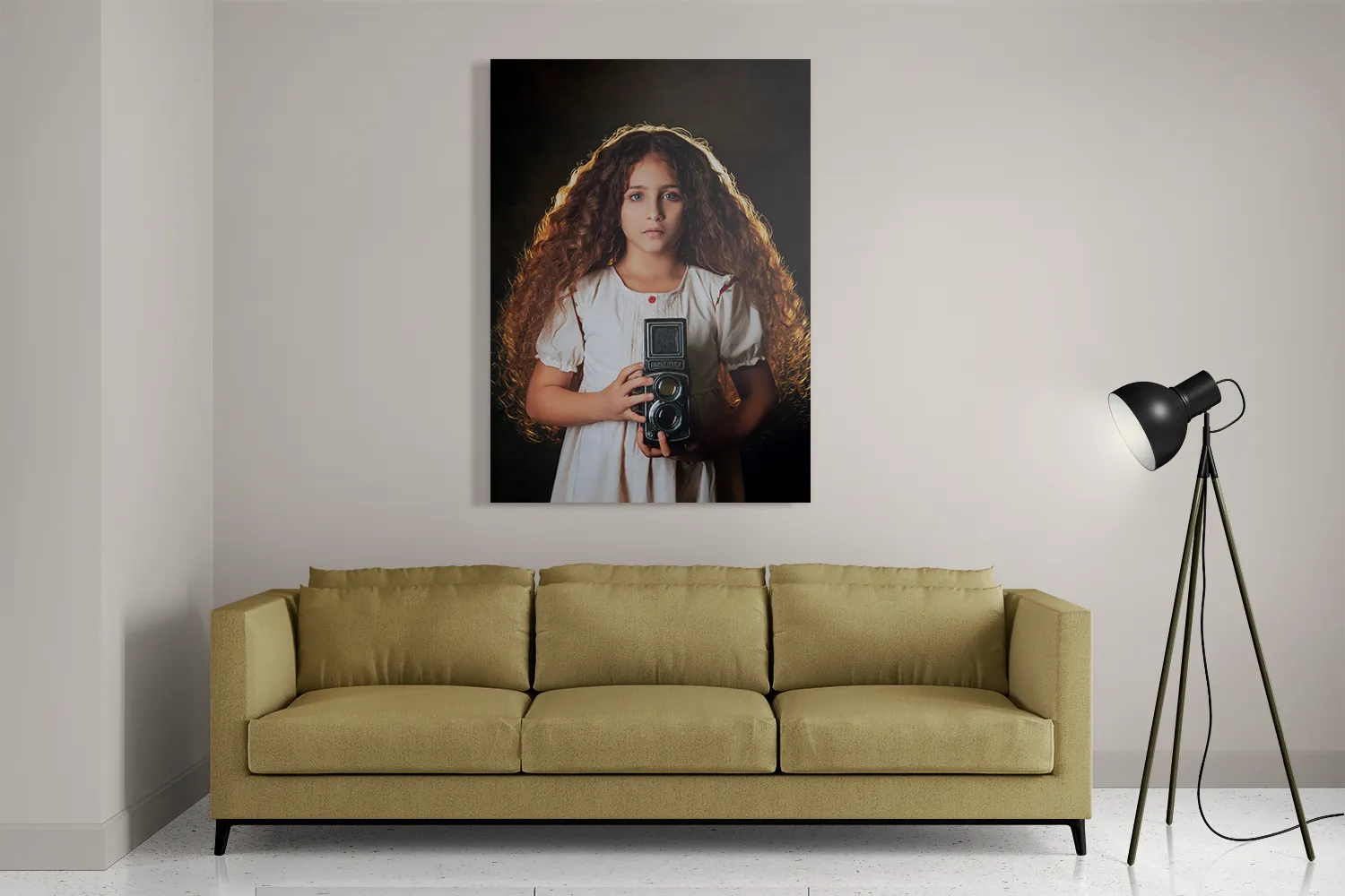 Schilderij Mooi Jong Meisje Met Camera Rechthoek Verticaal Template DB 50 70 Verticaal Mensen 22 2
