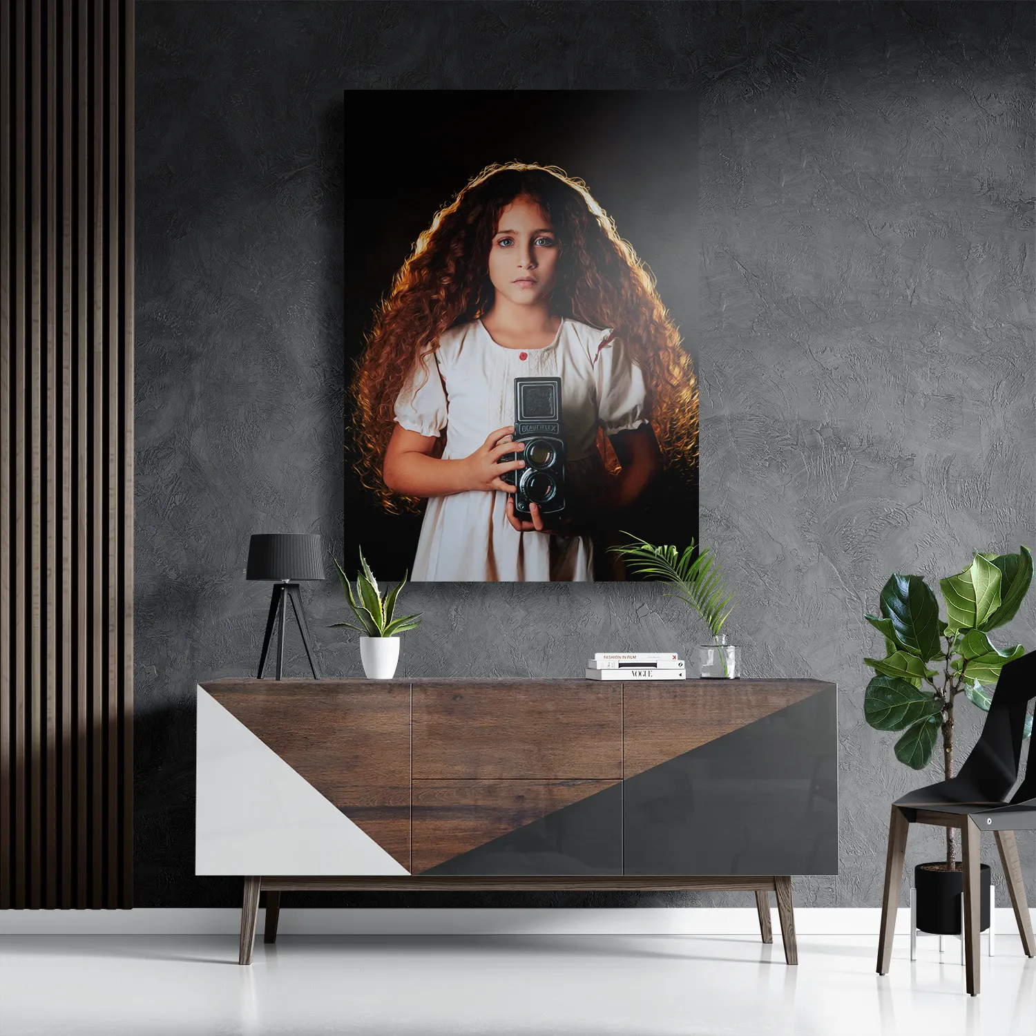 Schilderij Mooi Jong Meisje Met Camera Rechthoek Verticaal Template DB 50 70 Verticaal Mensen 22 3