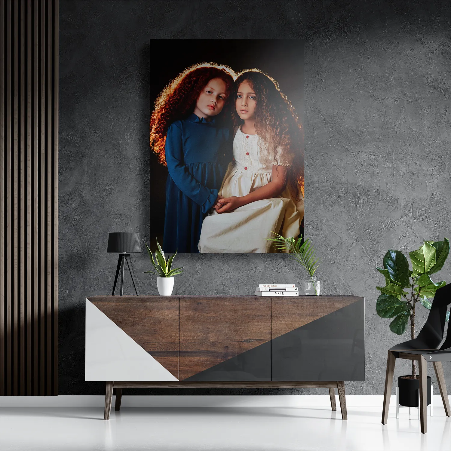 Schilderij Twee Jonge Meiden Met Krullend Haar Rechthoek Verticaal Template DB 50 70 Verticaal Mensen 23 3