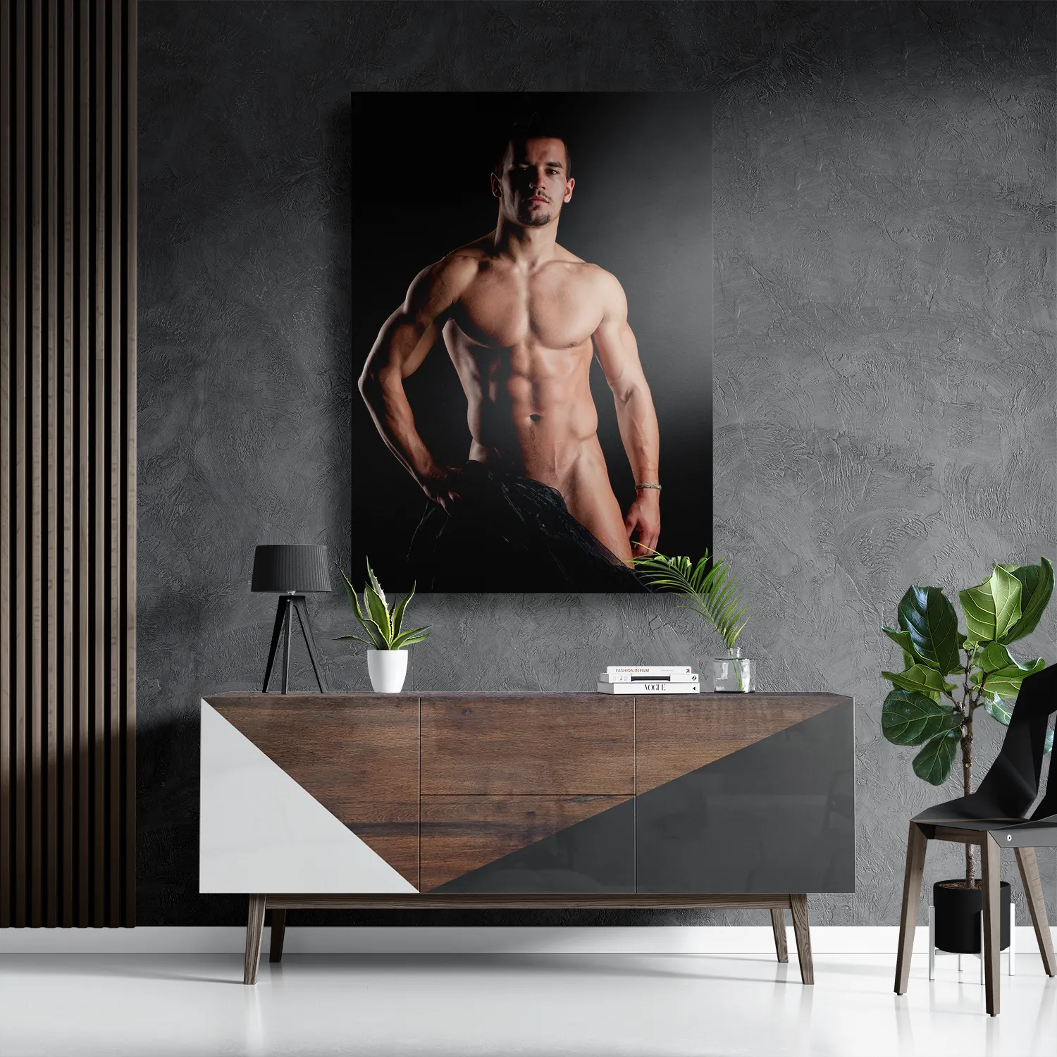 Schilderij Man Met Ontbloot Bovenlichaam Rechthoek Verticaal Template DB 50 70 Verticaal Mensen 29 3