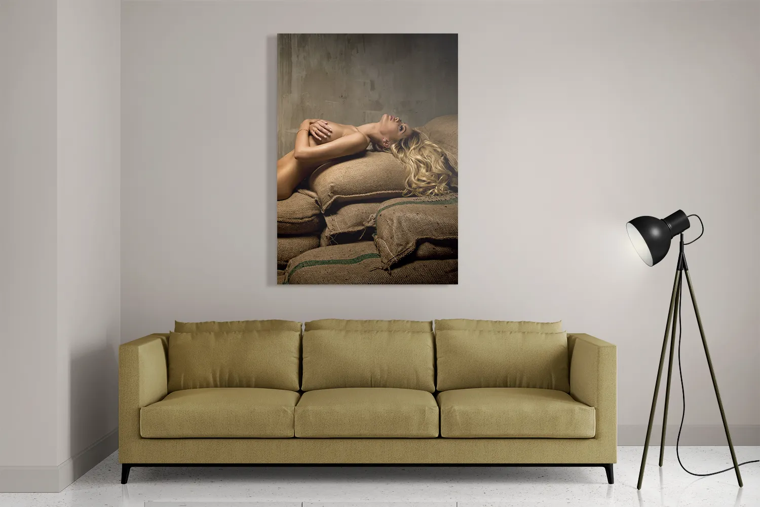 Schilderij Mooie Blonde Blote Vrouw Industrieel Rechthoek Verticaal Template DB 50 70 Verticaal Mensen 34 2