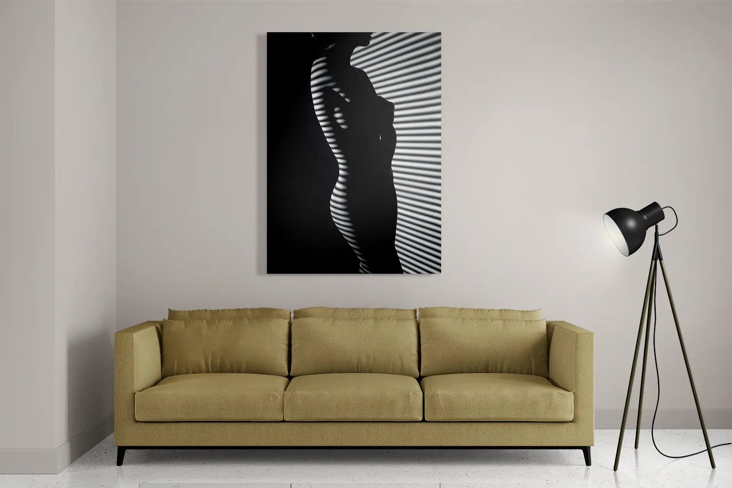 Schilderij Blote Vrouw Achter Jaloezie 03 Rechthoek Verticaal Template DB 50 70 Verticaal Mensen 40 2