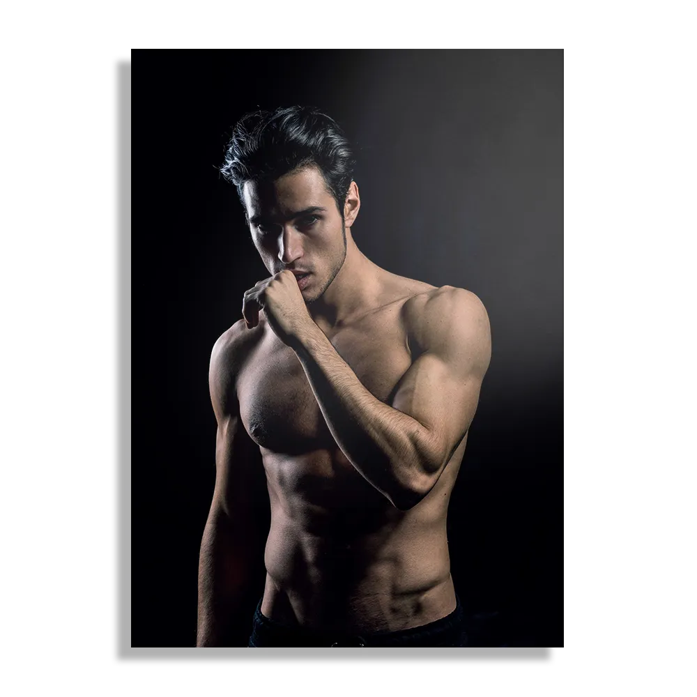 Schilderij Sexy Man Met Donkere Hare en Ontbloot Bovenlichaam Rechthoek Verticaal Template DB 50 70 Verticaal Mensen 41 1