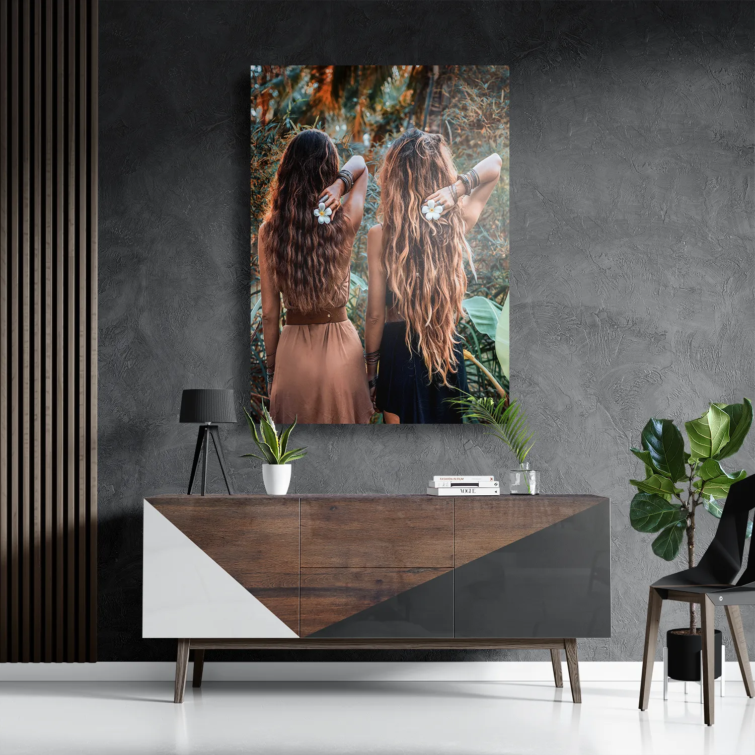 Schilderij Twee Mooie Dames In de Jungle Rechthoek Verticaal Template DB 50 70 Verticaal Mensen 43 3