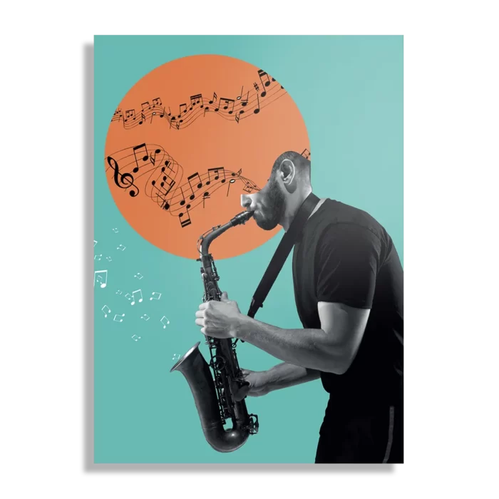 Schilderij Saxofonist Rechthoek Verticaal Template DB 50 70 Verticaal Muziek 10 1