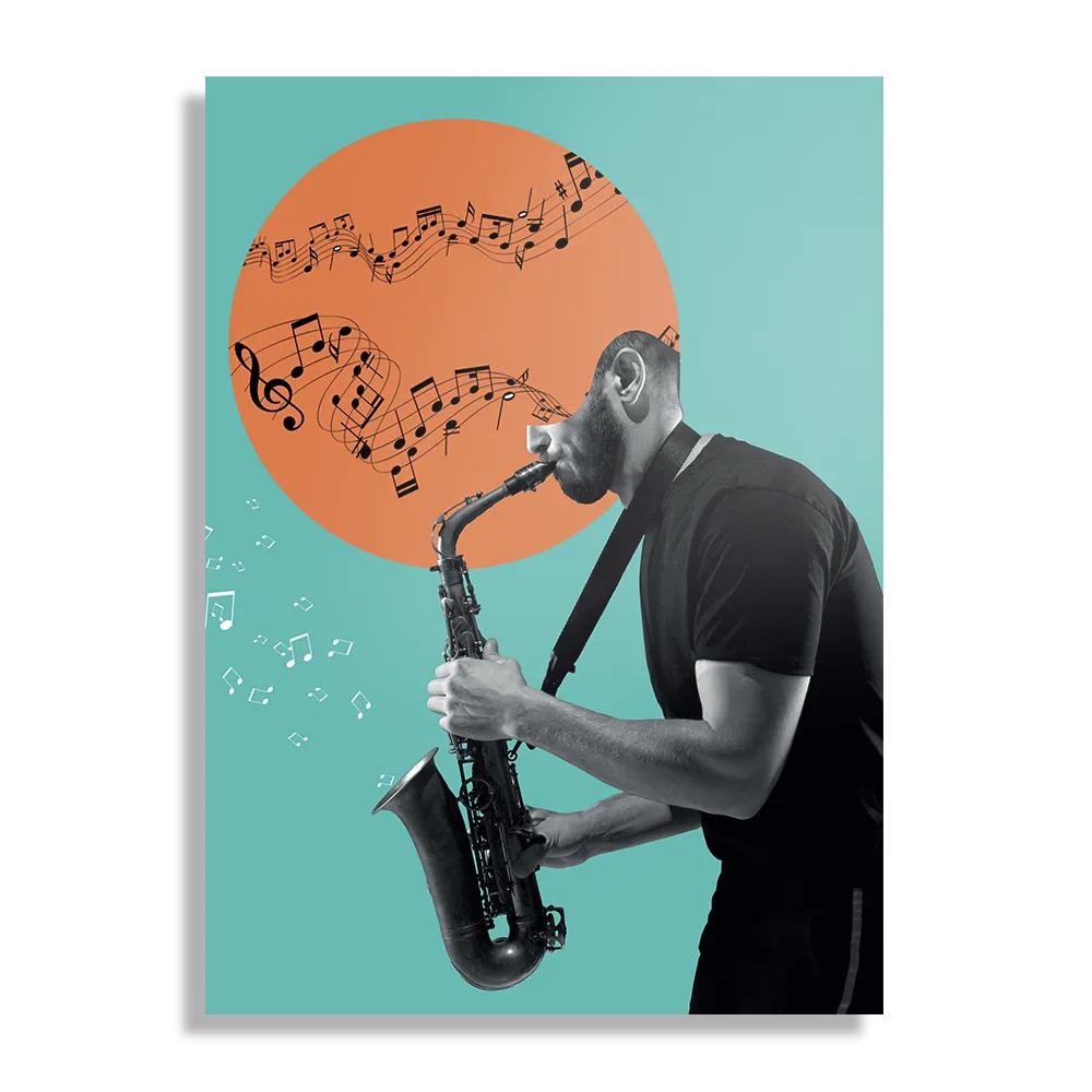Schilderij Saxofonist Rechthoek Verticaal Template DB 50 70 Verticaal Muziek 10 1