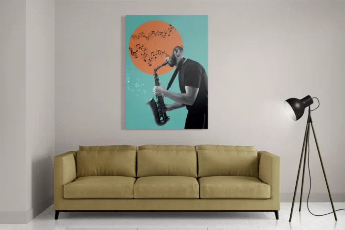 Schilderij Saxofonist Rechthoek Verticaal Template DB 50 70 Verticaal Muziek 10 2