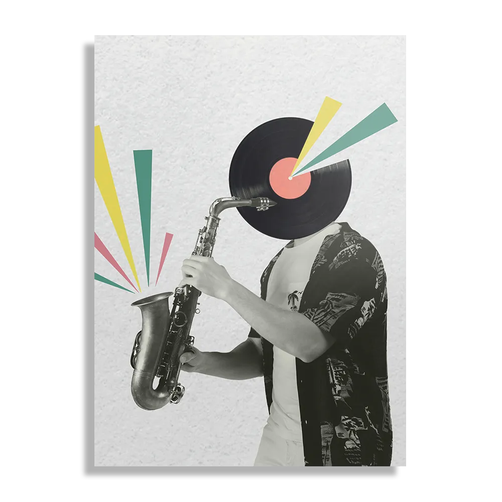Schilderij De saxofoon Rechthoek Verticaal Template DB 50 70 Verticaal Muziek 11 1