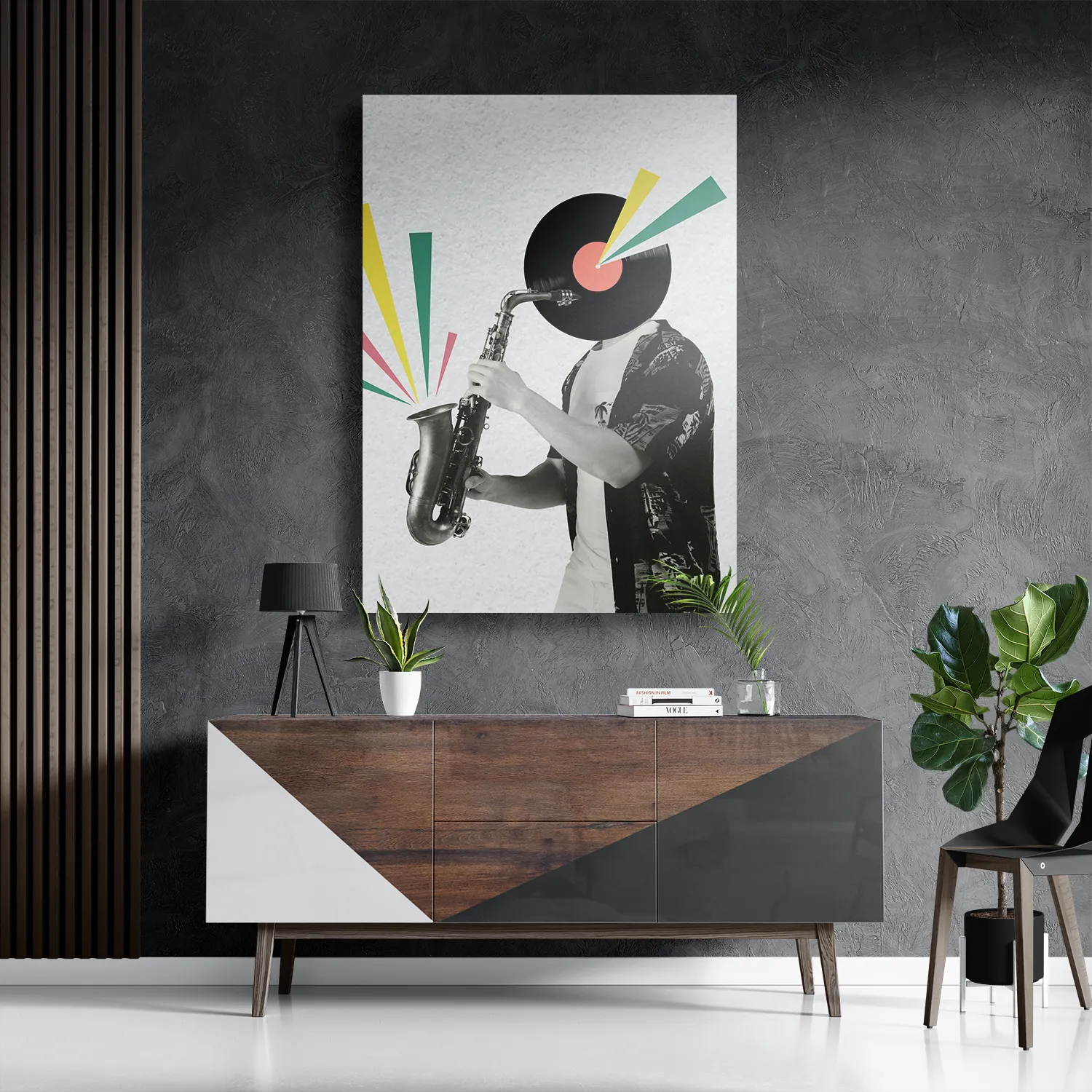 Schilderij De saxofoon Rechthoek Verticaal Template DB 50 70 Verticaal Muziek 11 3