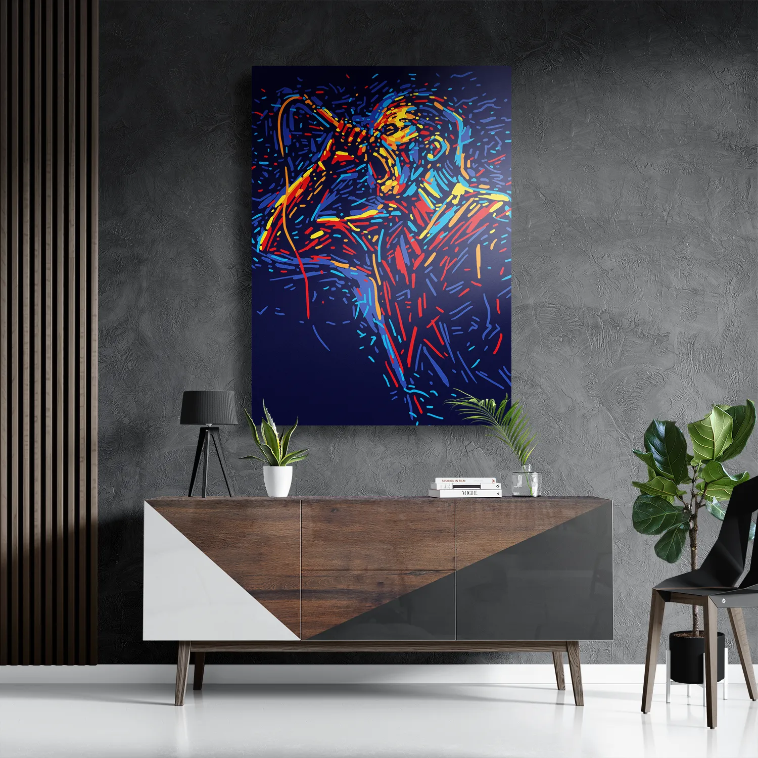 Template_DB_50-70_Verticaal_Muziek_16-3 Schilderij Kleurrijke Zanger 01 Rechthoek Verticaal Template DB 50 70 Verticaal Muziek 16 3