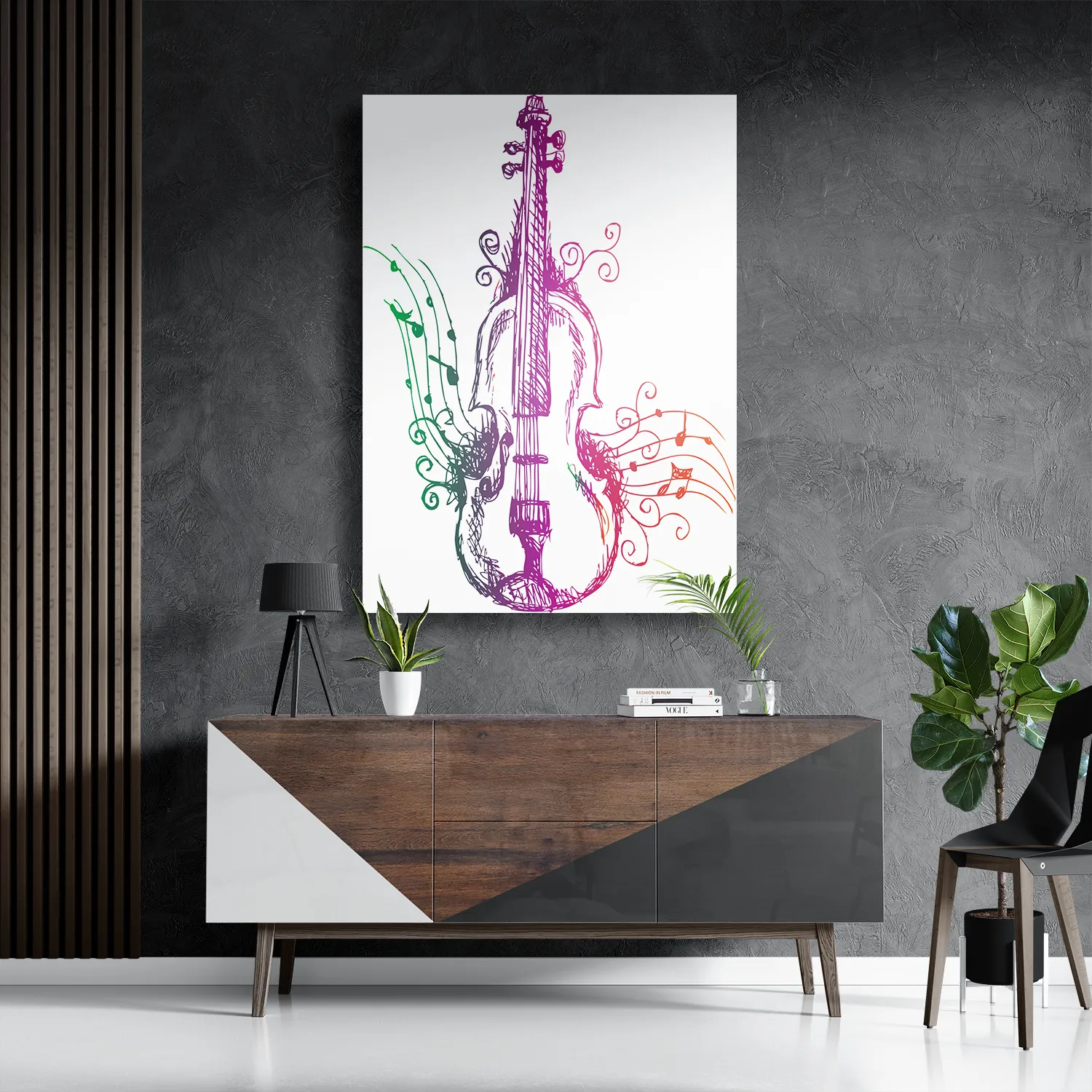 Schilderij Viool Rechthoek Verticaal Template DB 50 70 Verticaal Muziek 19 3