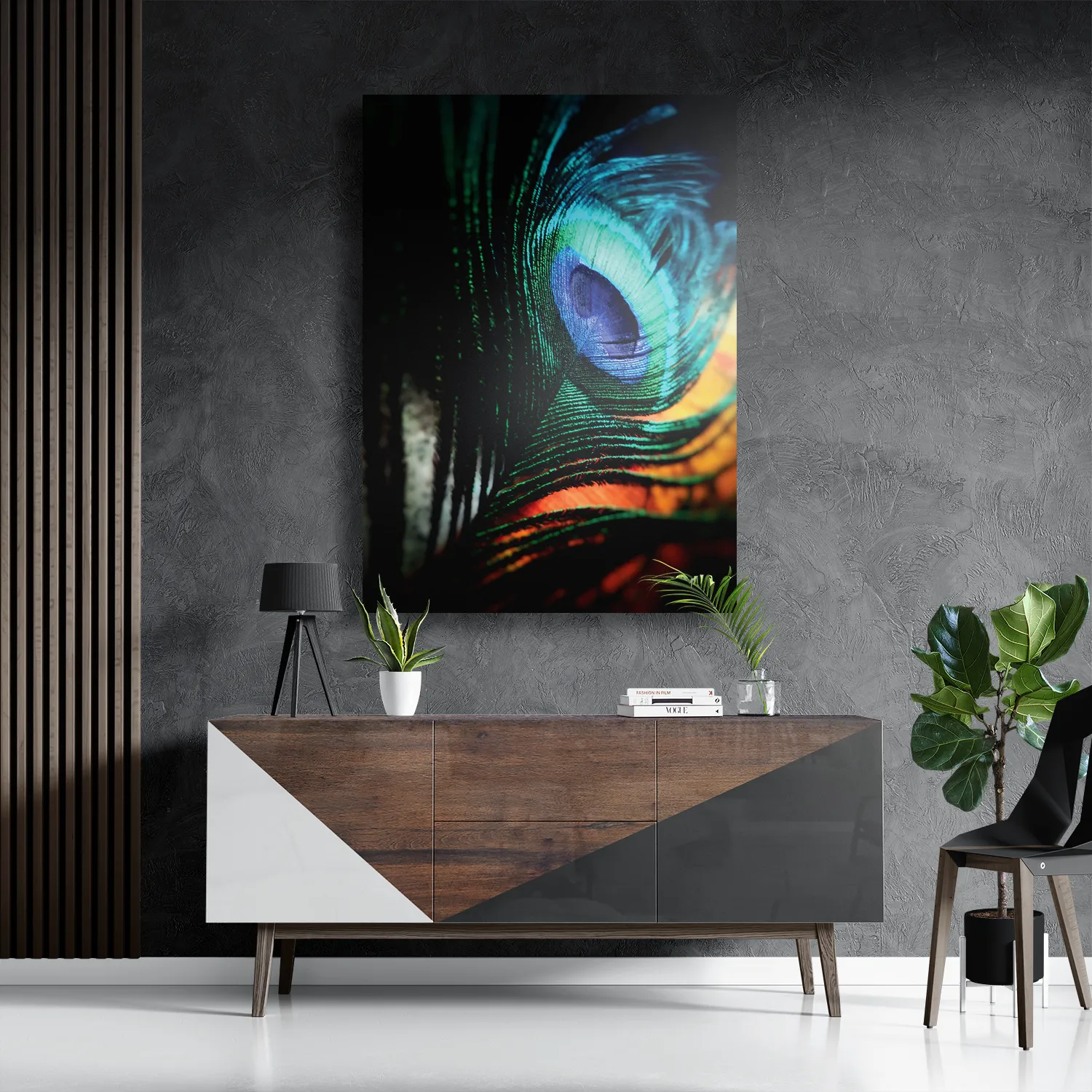 Schilderij Een veer van de Pauw Rechthoek Verticaal Template DB 50 70 Verticaal Natuur 11 3