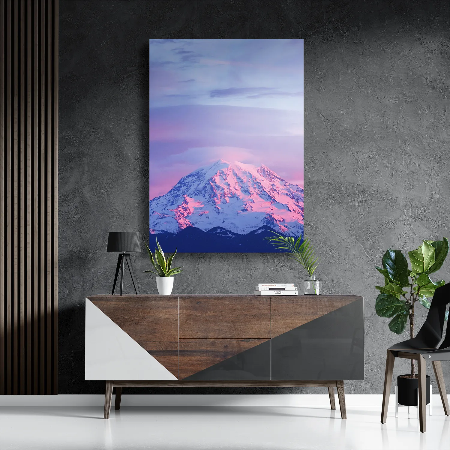 Schilderij Natuurlijke zons ondergang op witte berg Rechthoek Verticaal Template DB 50 70 Verticaal Natuur 41 3