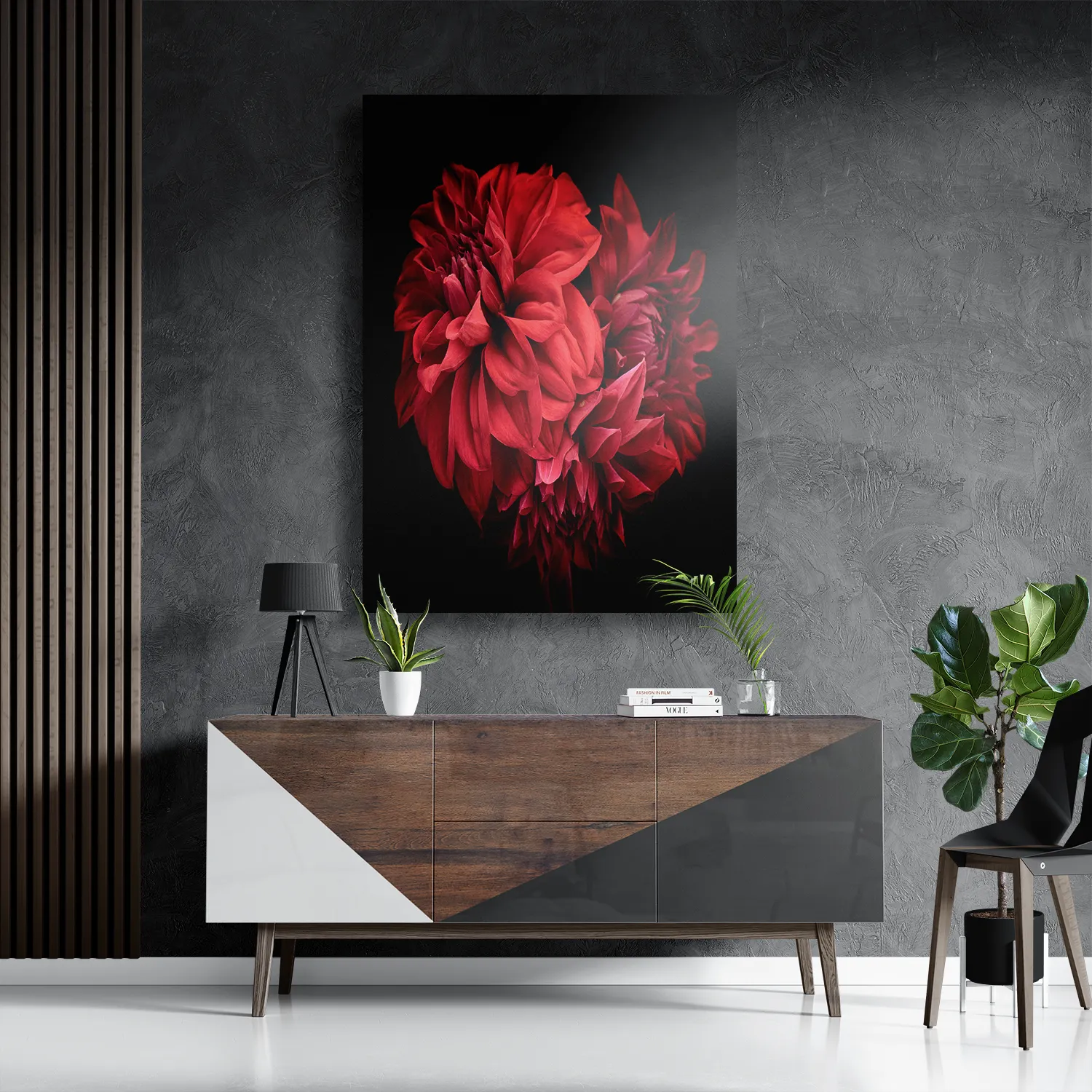 Schilderij Rood Paarse Dahlia Rechthoek Verticaal Template DB 50 70 Verticaal Natuur 75 3