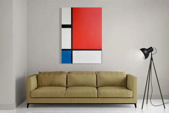 Schilderij Mondriaan de rode rechthoek Rechthoek Verticaal Template DB 50 70 Verticaal Om 1 2