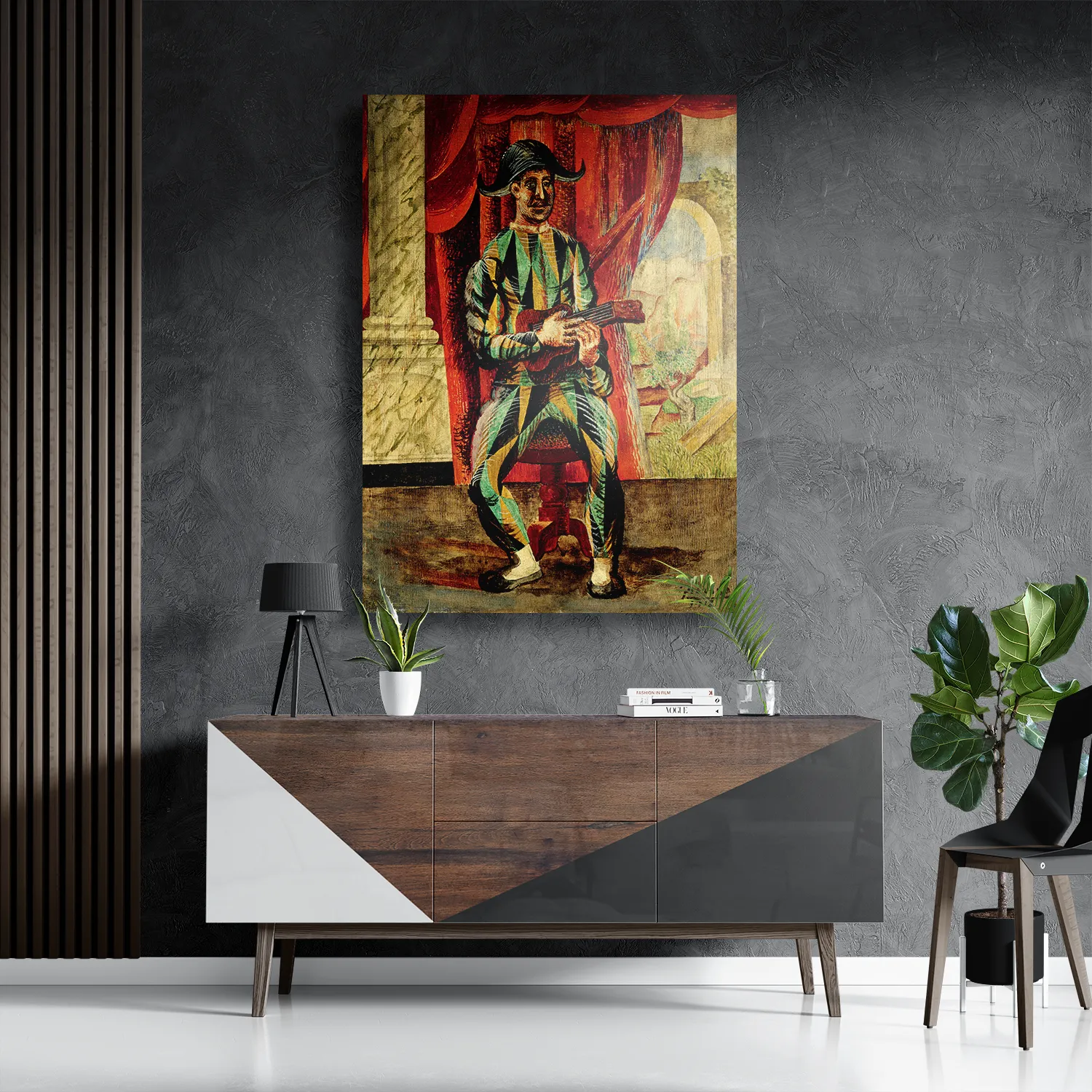 Template_DB_50-70_Verticaal_Om_23-3 Schilderij Picasso Harlekijn met een gitaar 1918 Rechthoek Verticaal Template DB 50 70 Verticaal Om 23 3