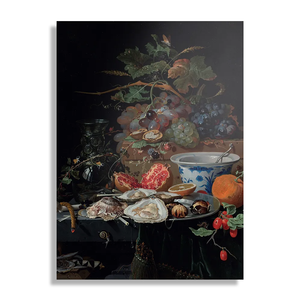Schilderij Abraham Mignon Stilleven met vruchten, oesters en een porseleinen kom 1660-1679 Rechthoek Verticaal Template DB 50 70 Verticaal Om 28 1