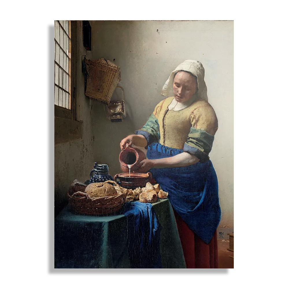 Schilderij Johannes Vermeer Het Melkmeisje 1660 Rechthoek Verticaal Template DB 50 70 Verticaal Om 29 1