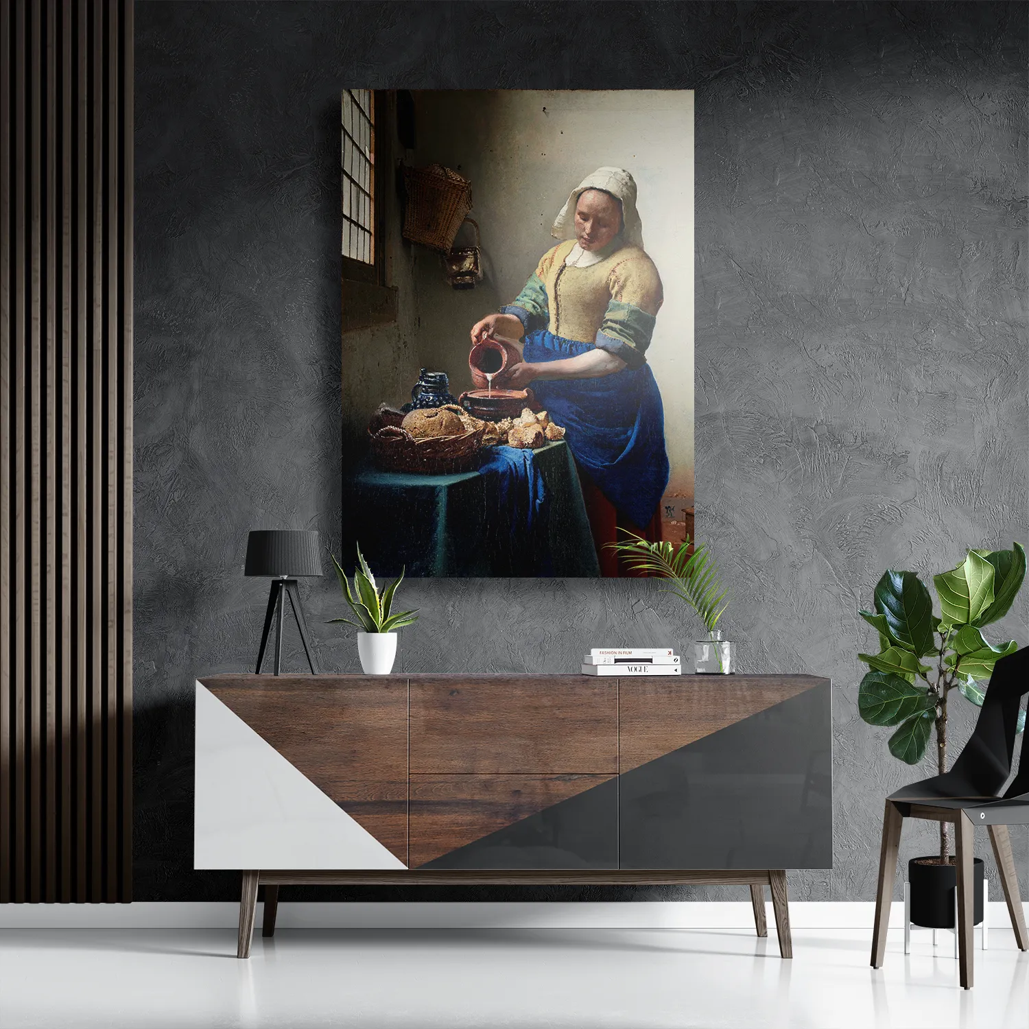 Schilderij Johannes Vermeer Het Melkmeisje 1660 Rechthoek Verticaal Template DB 50 70 Verticaal Om 29 3