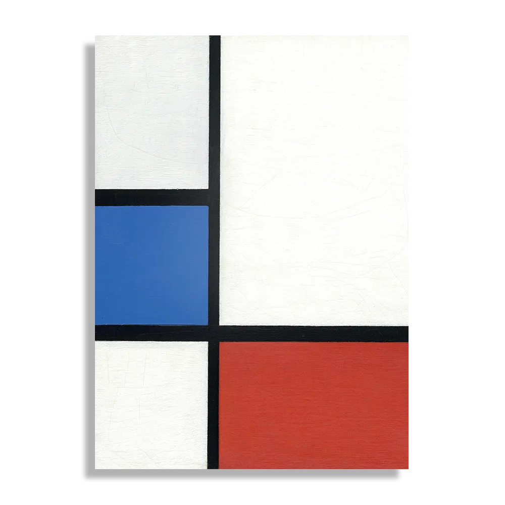 Schilderij Mondriaan de Blauwe vlakte Rechthoek Verticaal Template DB 50 70 Verticaal Om 3 1
