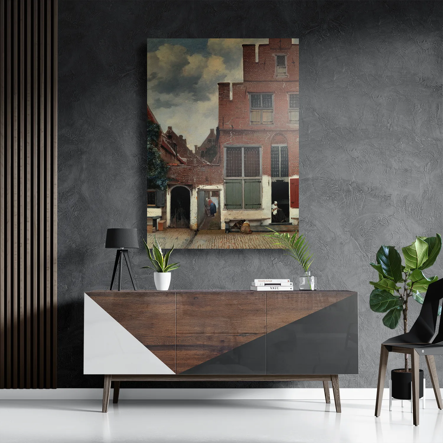 Schilderij Johannes Vermeer Gezicht op huizen in Delft 1658 Rechthoek Verticaal Template DB 50 70 Verticaal Om 30 3