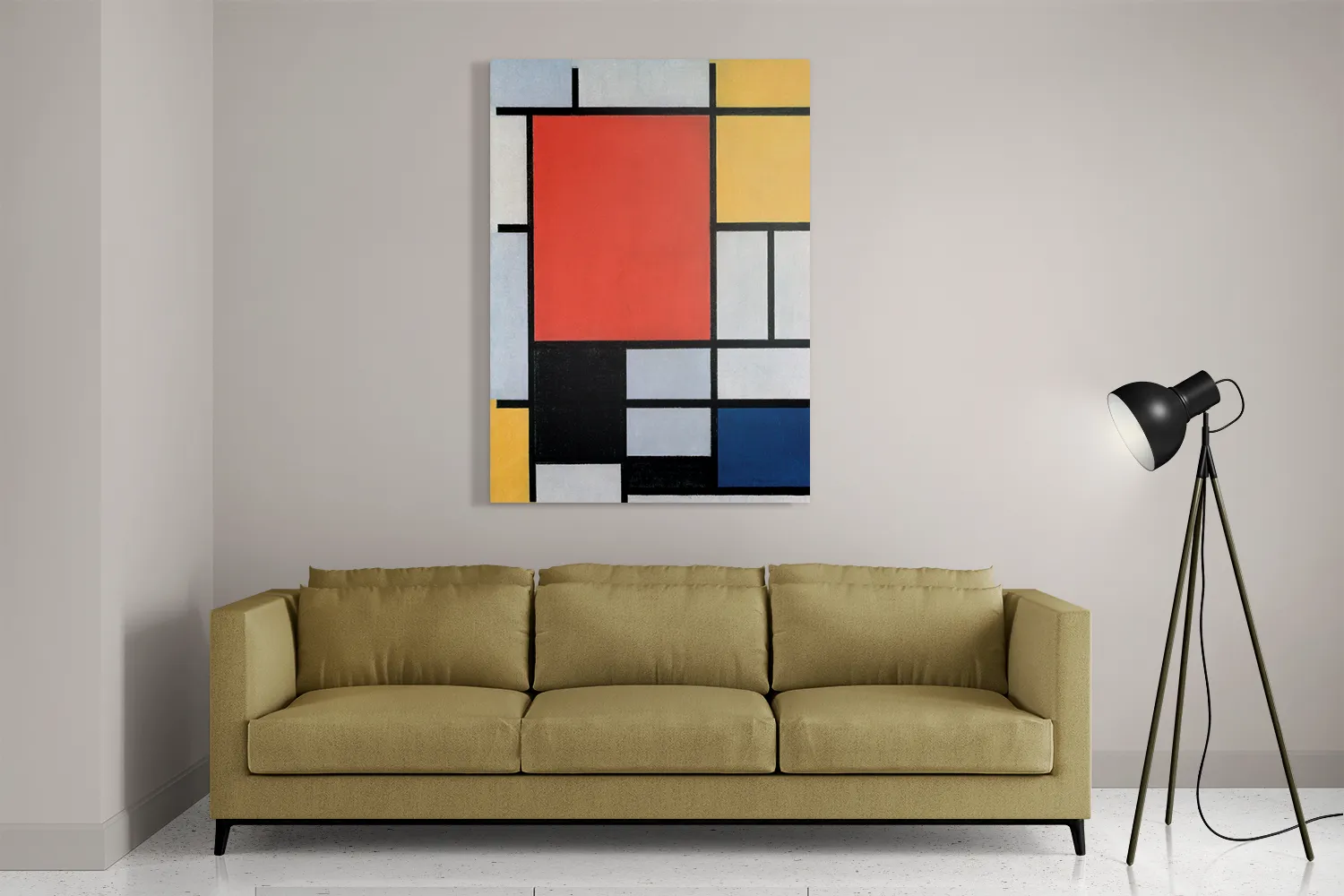 Schilderij Mondriaan Gele Hokjes Rechthoek Verticaal Template DB 50 70 Verticaal Om 4 2