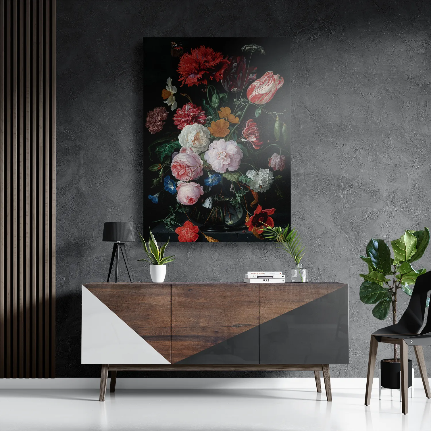 Schilderij Jan Davidsz Bloemen in een glazen vaas 1716 Rechthoek Verticaal Template DB 50 70 Verticaal Om 5 3