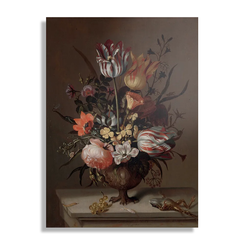 Schilderij Jacob Marrel Stilleven met bloemenvaas en dode kikvors 1634 Rechthoek Verticaal Template DB 50 70 Verticaal Om 6 1