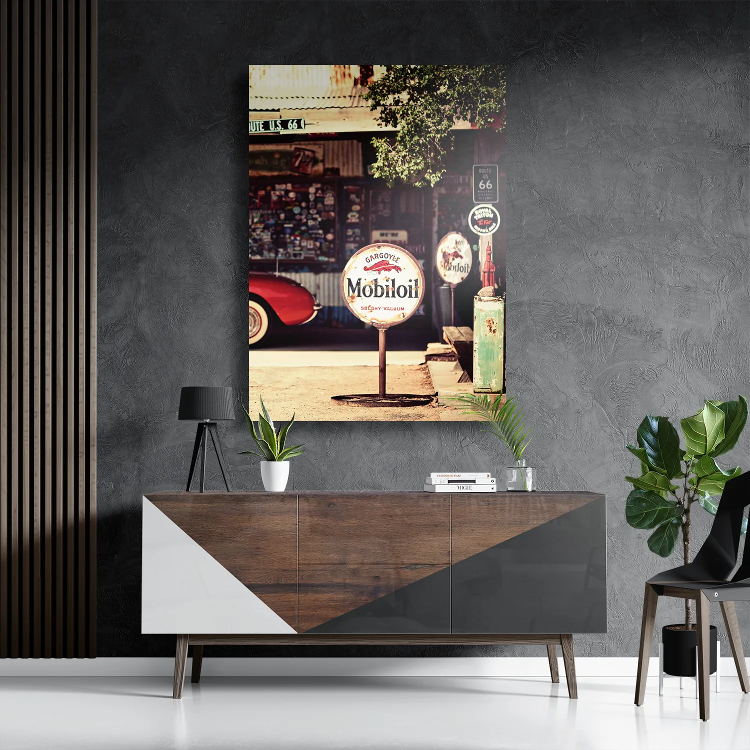 Schilderij Route 66 Rechthoek Verticaal Template DB 50 70 Verticaal Retro 12 3