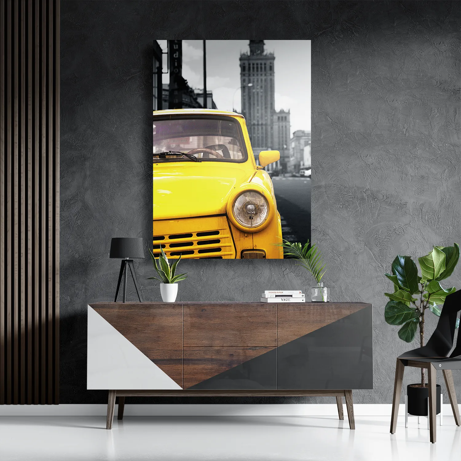 Schilderij Old School Gele Taxi 02 Rechthoek Verticaal Template DB 50 70 Verticaal Retro 16 3