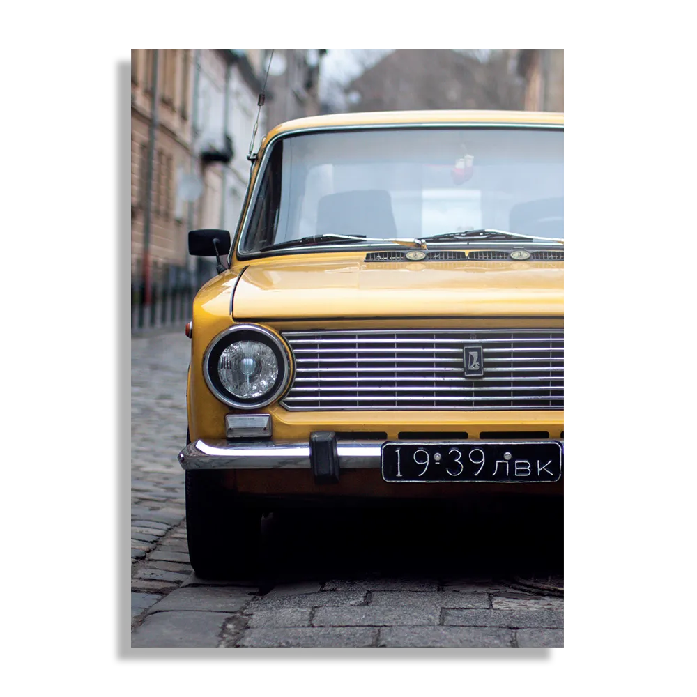 Schilderij Old School Gele Taxi 01 Rechthoek Verticaal Template DB 50 70 Verticaal Retro 7 1