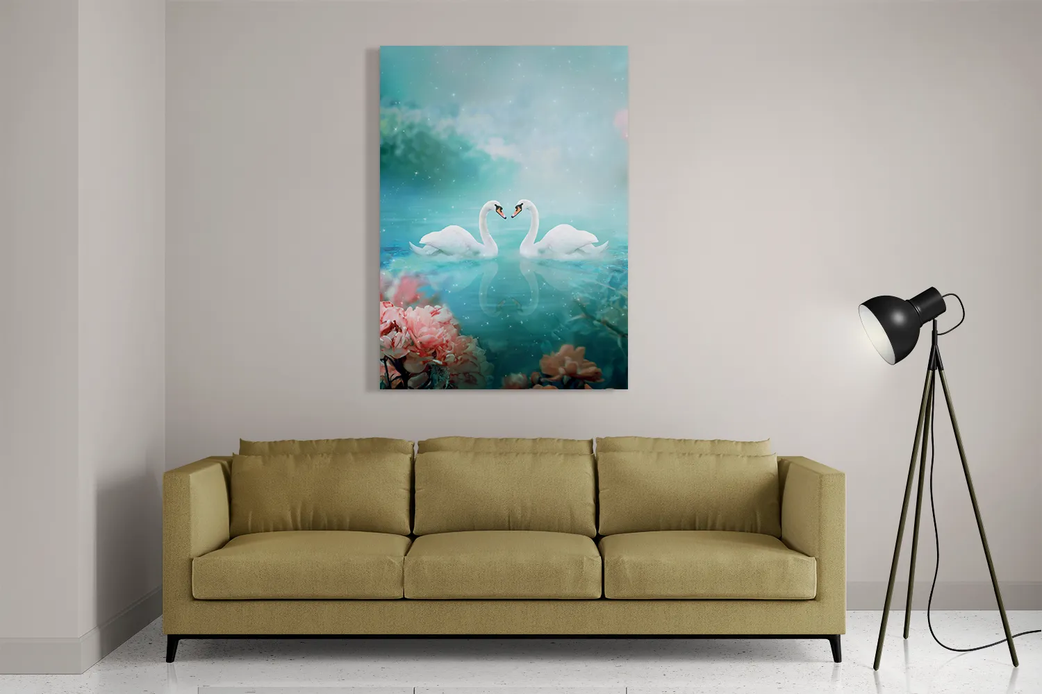 Schilderij De Verliefde Zwanen Rechthoek Verticaal Template DB 50 70 Verticaal Romantisch 19 2