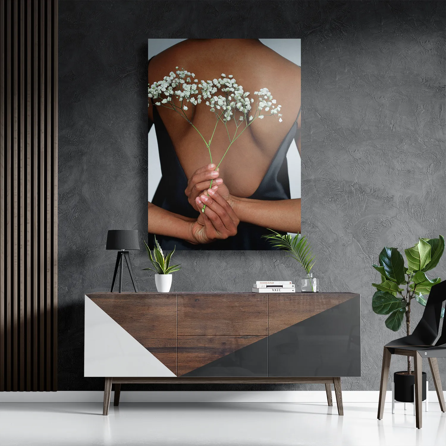 Schilderij Witte Gipskruid Rechthoek Verticaal Template DB 50 70 Verticaal Romantisch 2 3