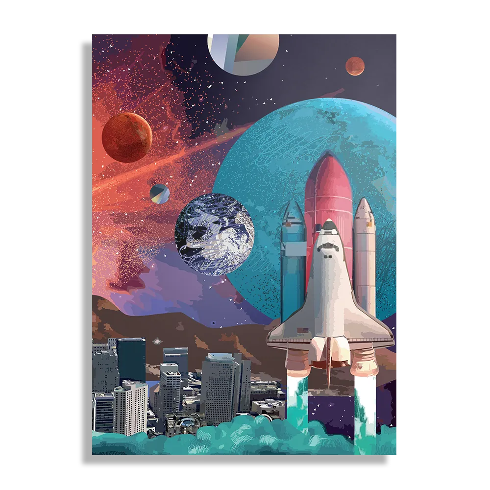 Schilderij The Space Race Rechthoek Verticaal Template DB 50 70 Verticaal Ruimtevaart 10 1