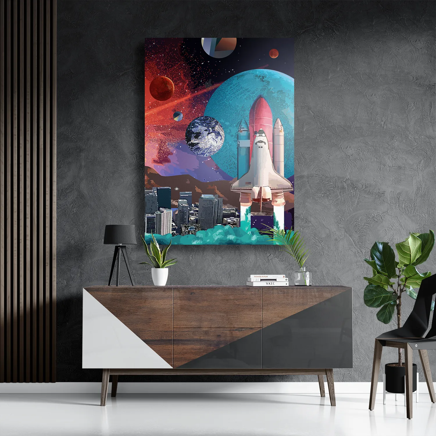 Schilderij The Space Race Rechthoek Verticaal Template DB 50 70 Verticaal Ruimtevaart 10 3