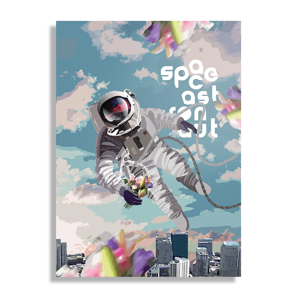 Schilderij Astronaut in de ruimte Rechthoek Verticaal Template DB 50 70 Verticaal Ruimtevaart 11 1