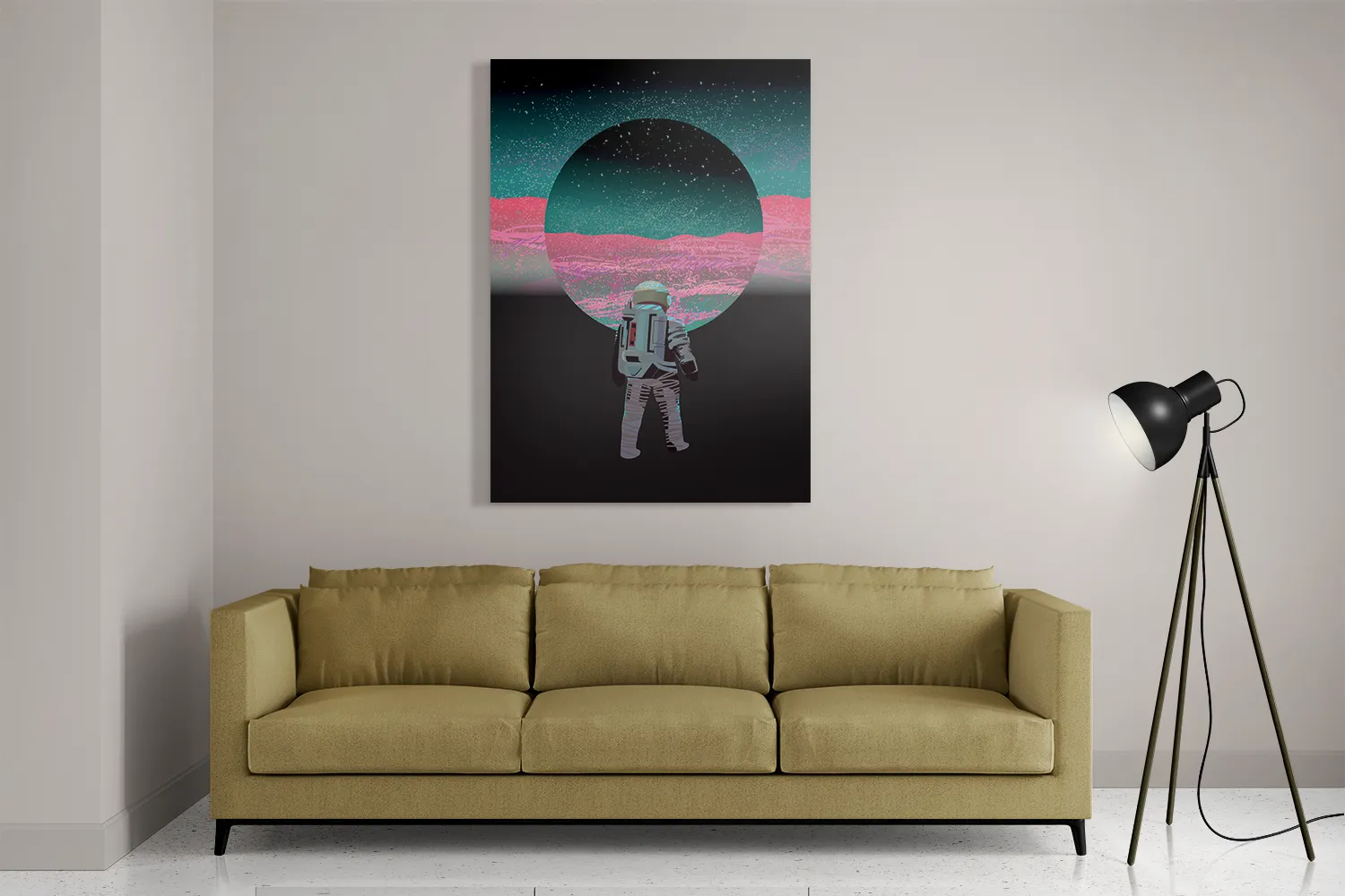 Schilderij Retro austronaut Rechthoek Verticaal Template DB 50 70 Verticaal Ruimtevaart 17 2