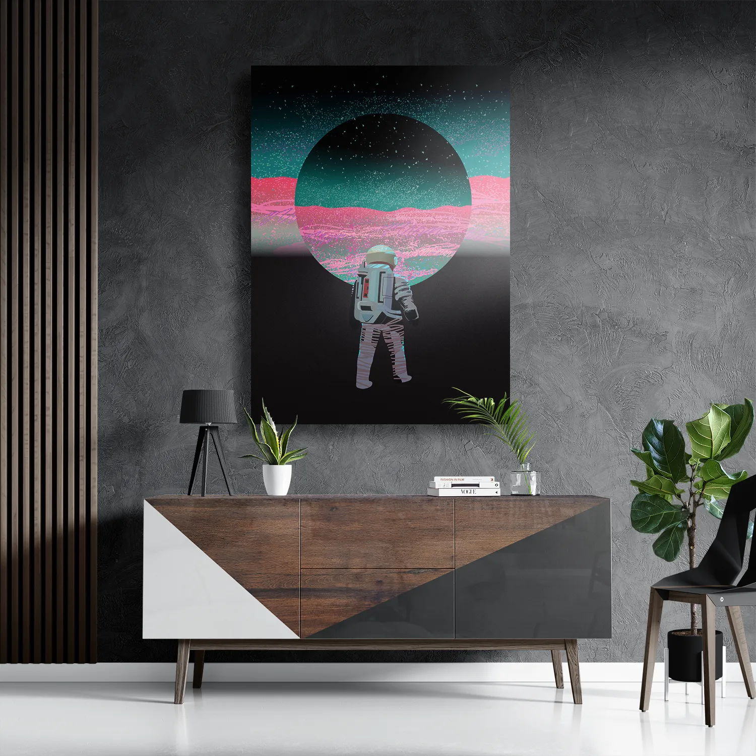 Schilderij Retro austronaut Rechthoek Verticaal Template DB 50 70 Verticaal Ruimtevaart 17 3