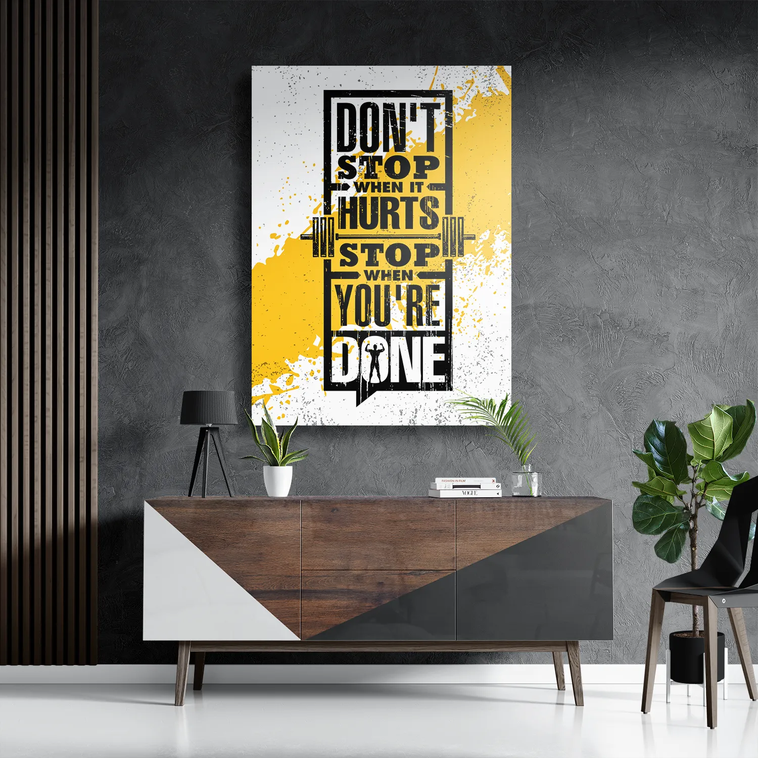 Schilderij Don't Stop When It Hurts, Stop When You're Done Rechthoek Verticaal Template DB 50 70 Verticaal Sport 11 3
