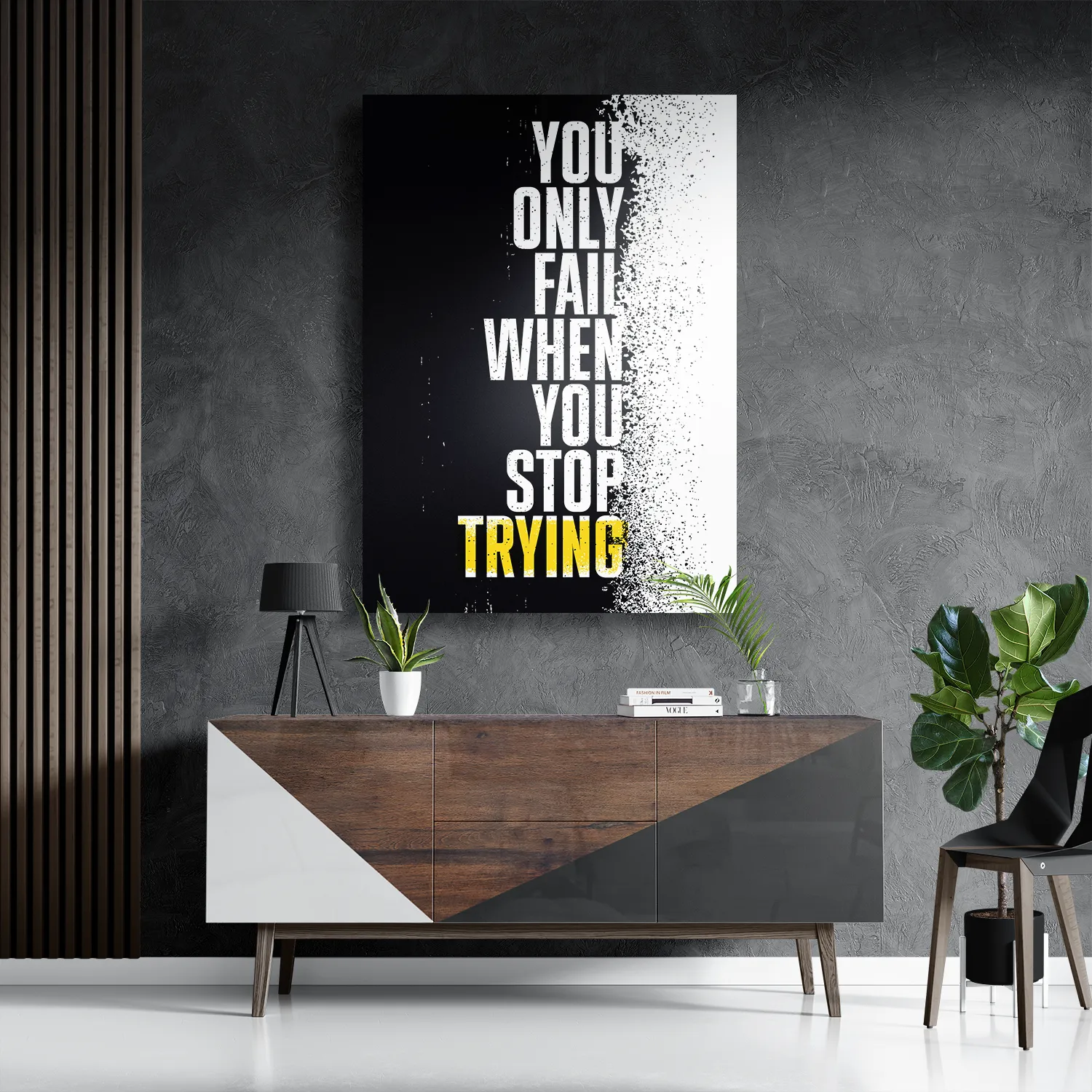 Schilderij Only Fail When You Stop Trying Rechthoek Verticaal Template DB 50 70 Verticaal Sport 17 3