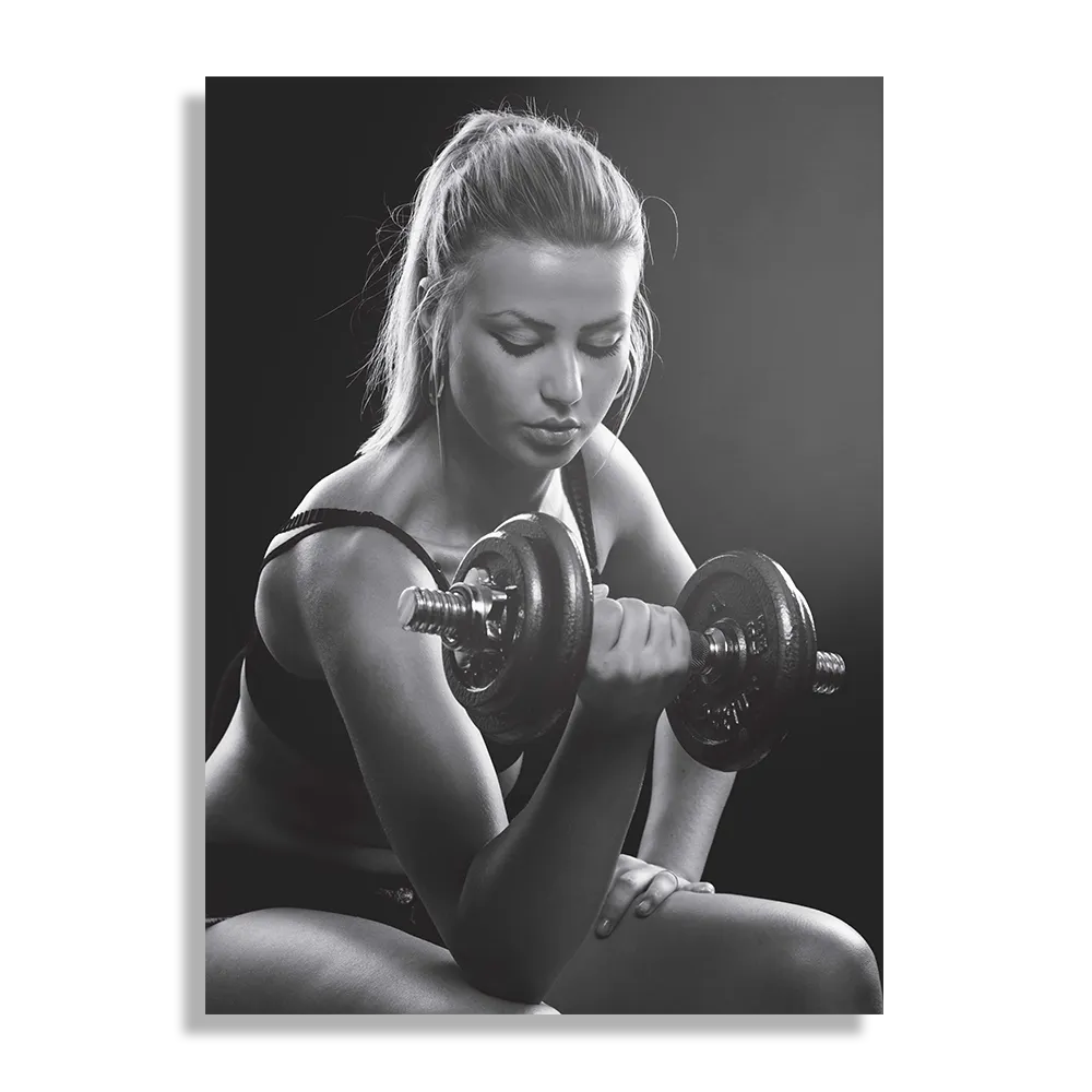 Schilderij Sexy Vrouw Heft Gewicht Met Halter Rechthoek Verticaal Template DB 50 70 Verticaal Sport 7 1