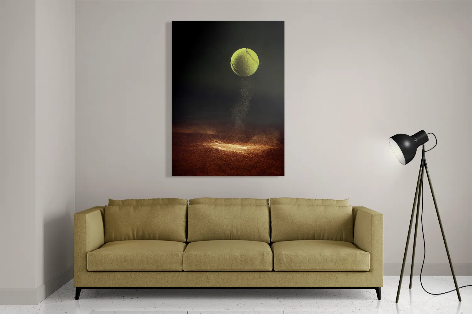 Schilderij Tennisbal Op Grevel Rechthoek Verticaal Template DB 50 70 Verticaal Sport 9 2
